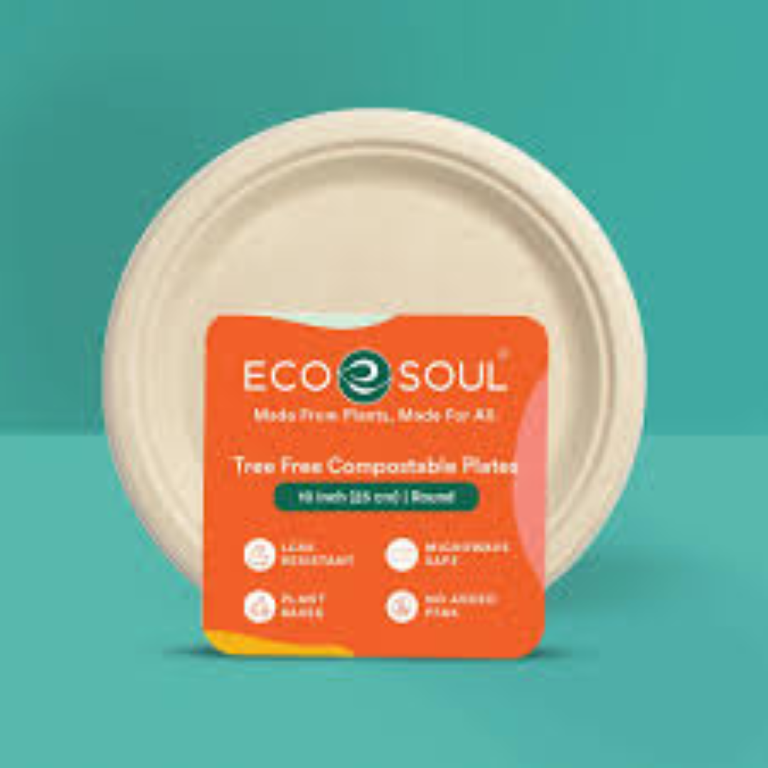 ECOSOUL BAGASSE PLATE 10'' ROUND 10PCS